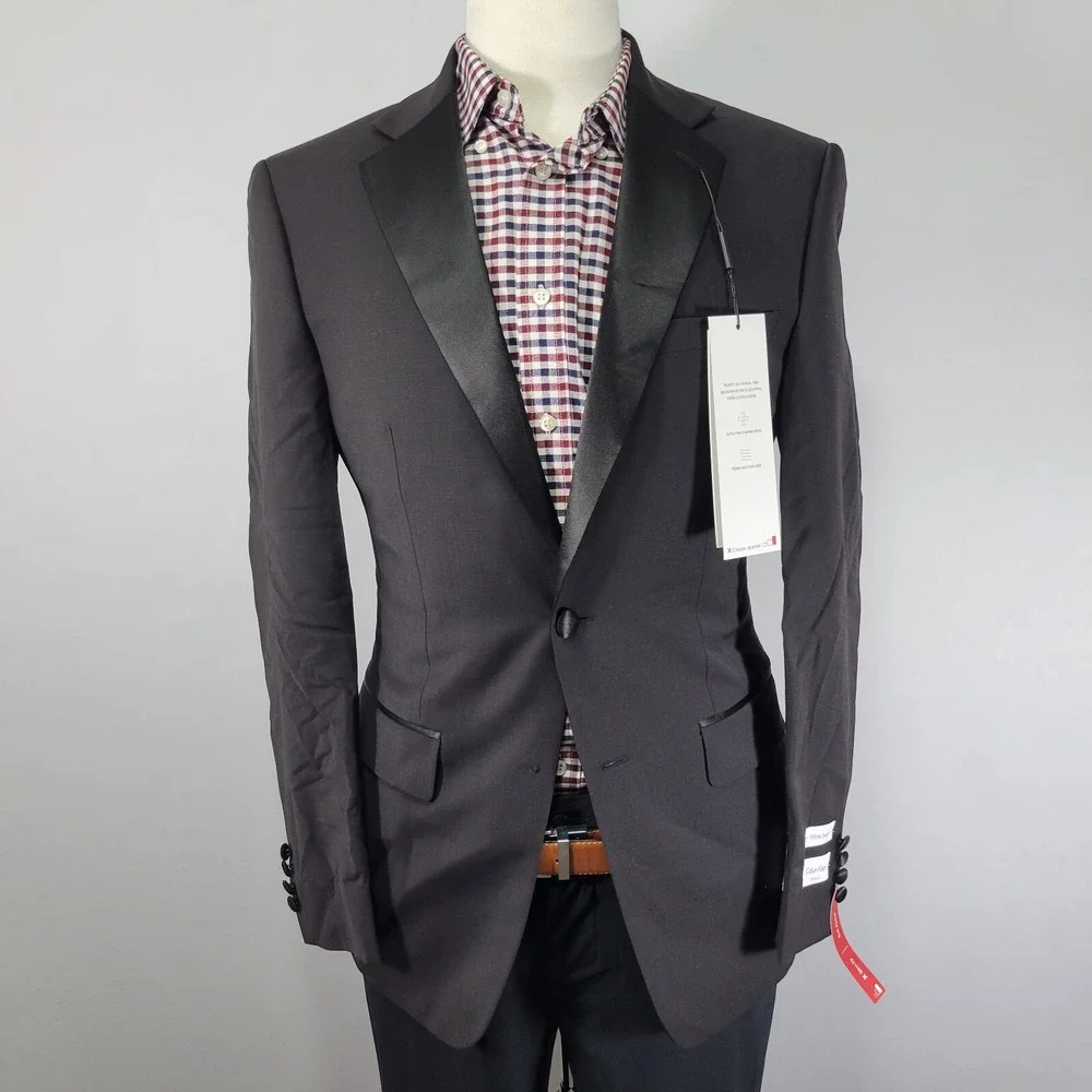 Calvin Klein Men's Tuxedo Jacket MAIN Two Button Black Wool Blend‎ 38R NEW